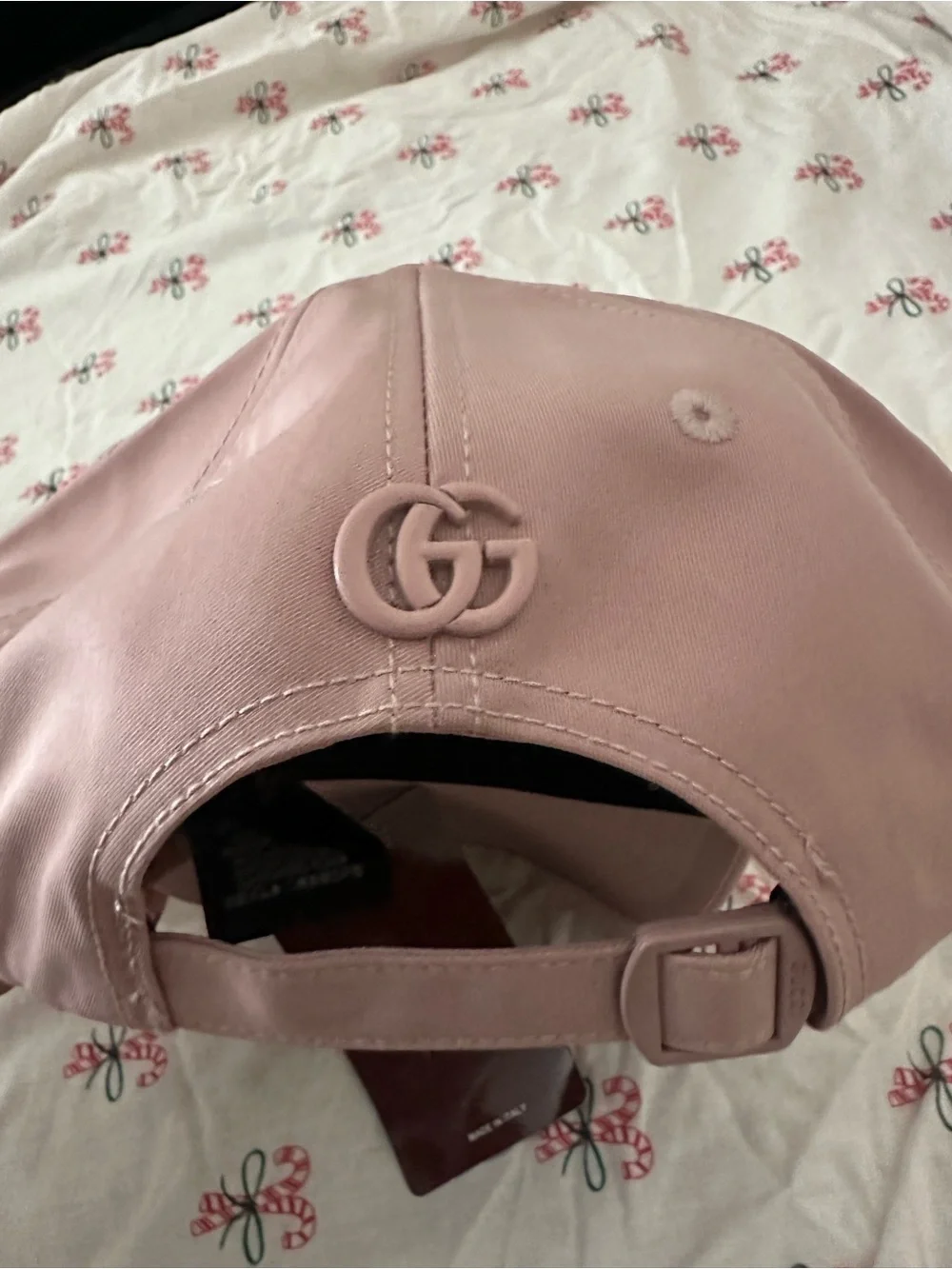 Gucci Pink Embroidered Logo Baseball Cap